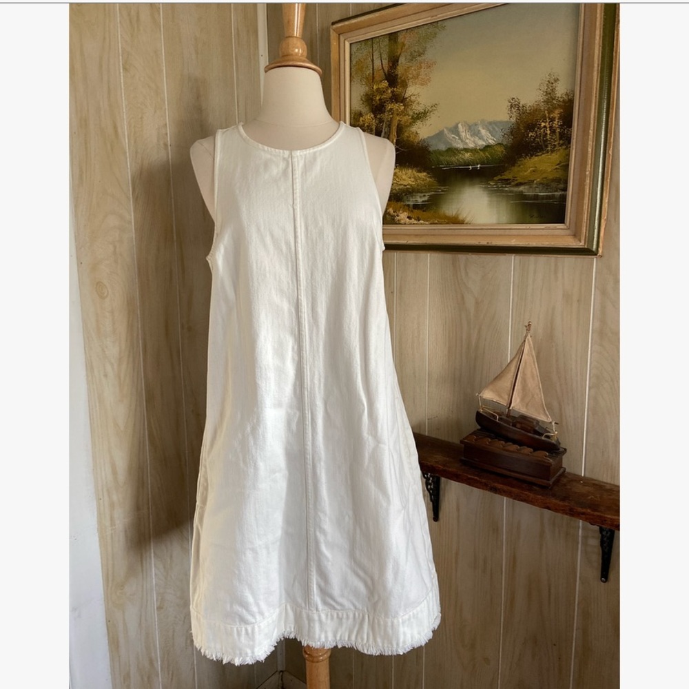 J. Crew • White Denim Midi Dress